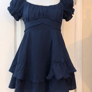 Francesca's Collections Midnight Blue Ruffle Mini Jumper